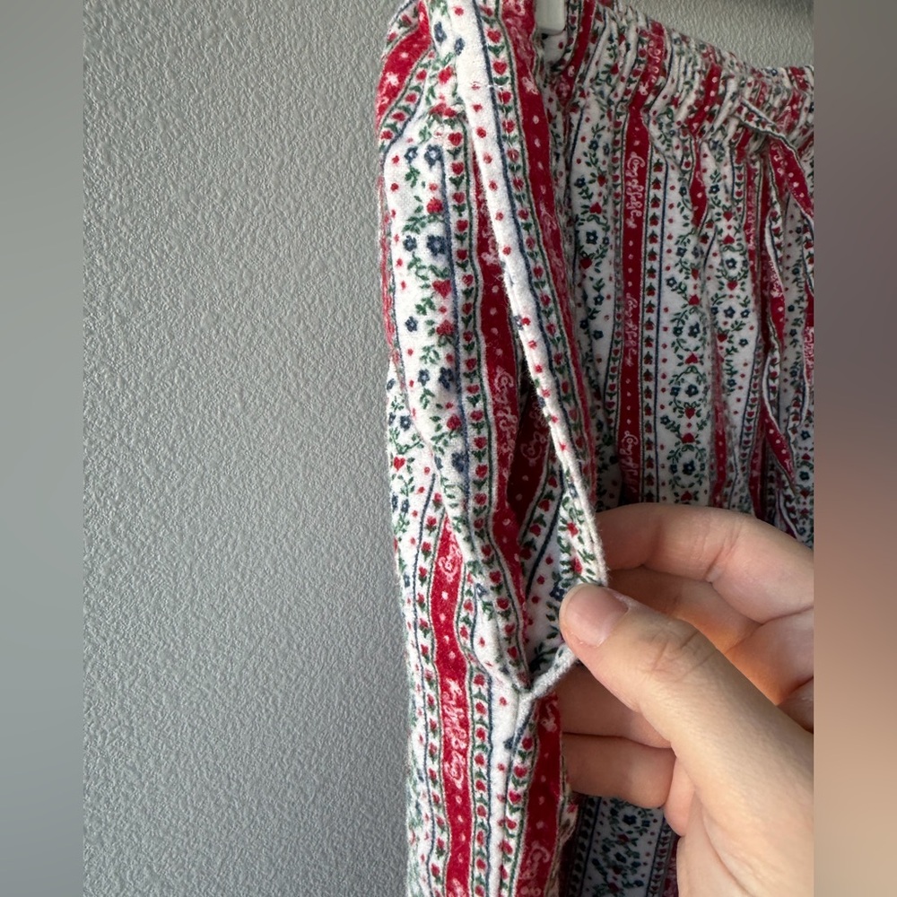 Lanz of Salzburg red white patterned 100% cotton flannel pajama set Women’s sz L - Picture 9 of 12
